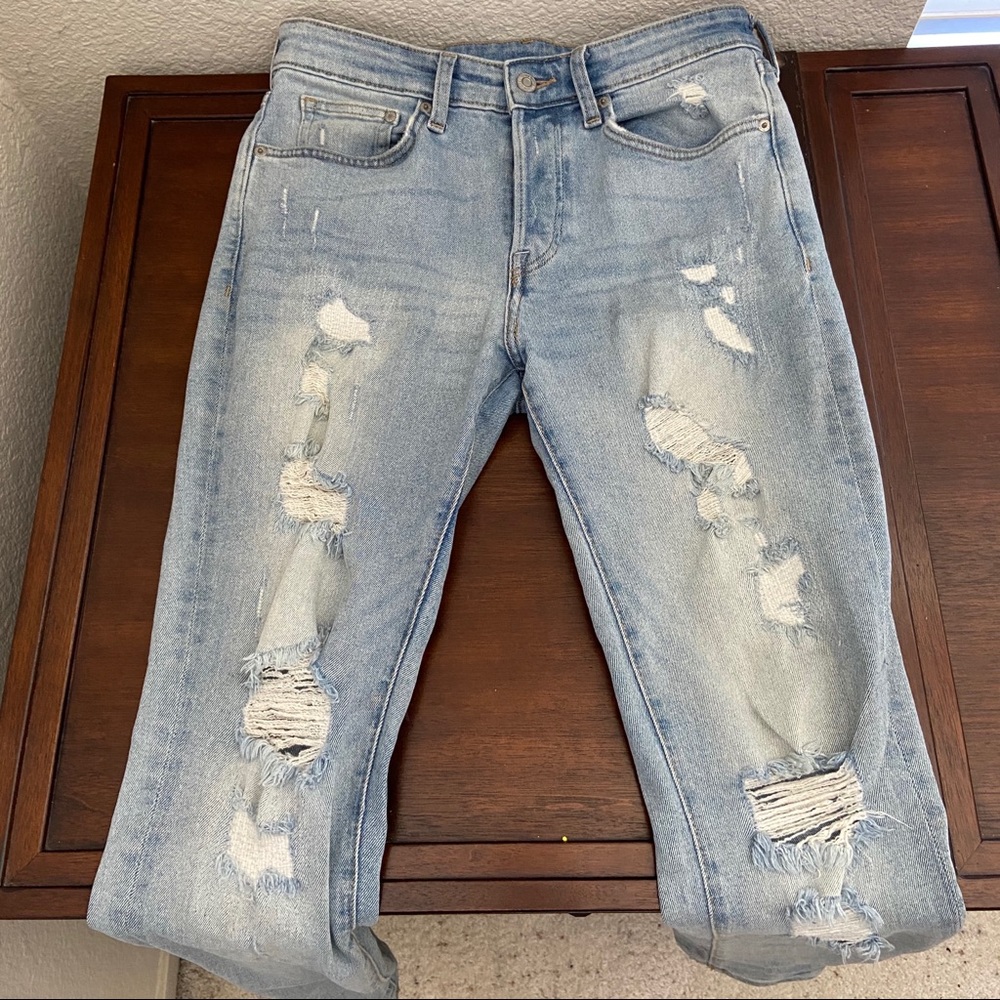 H&M Stacked Skinny Ripped Light Blue Jeans - 31/32